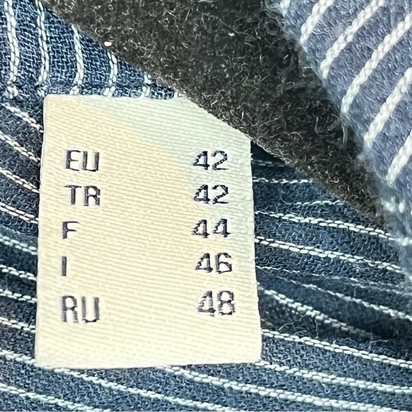 Women's Organic Cotton Tunic Top Railroad Stripe Hidden Buttons Peppy Natural 42 - Picture 4 of 16